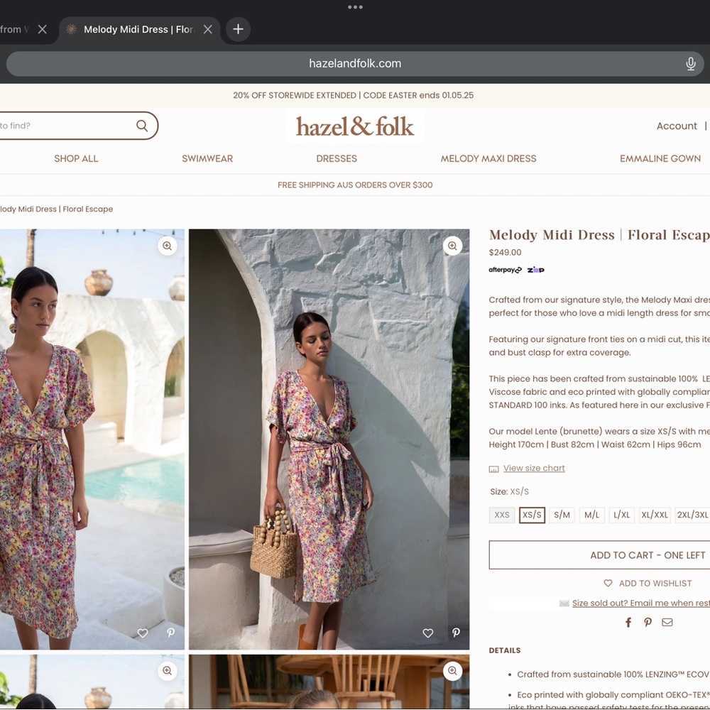 MOVING SALE!! NEW WITH TAGS! Hazel & Folk Melody Midi Dress - Floral Escape
